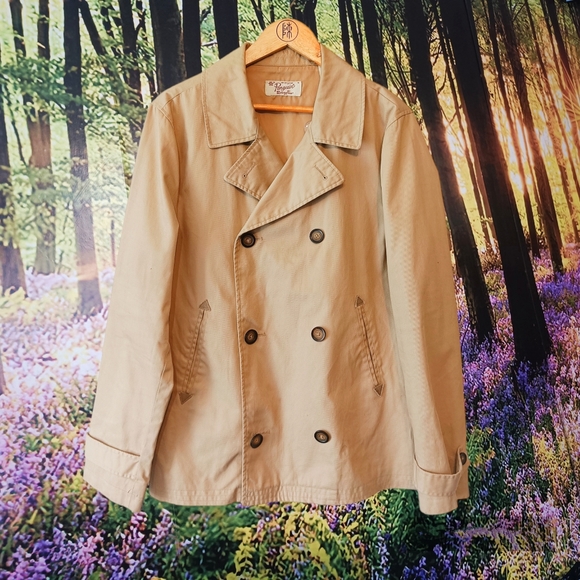 Beige Original Penguin Double Breasted Mac Jacket Size M - Picture 1 of 3